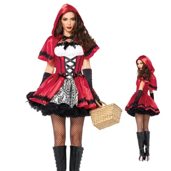 Взрослый Классический костюм Красной Шапочки на Хэллоуин, сказки, Косплей, костюм для женщин