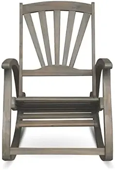 Уличное кресло-качалка из дерева акации с подставкой для ног, отделка из тикового дерева