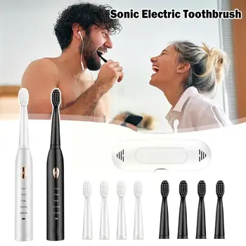 Ультразвуковая электрическая зубная щетка перезаряжаемая с электронным таймером, моющаяся щетка для отбеливания зубов, щетки для взрослых, P9G4