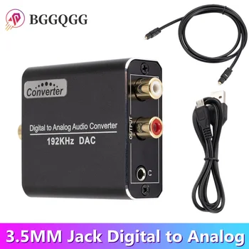 BGGQGG Jack DAC Цифроаналоговый аудиопреобразователь Декодер Оптоволоконный Коаксиальный стереозвук Адаптер для усилителей RCA USB Кабель