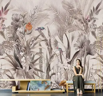 Пользовательские 3D обои фреска Американская средневековая ретро ручная роспись тропический лес Юго-Восточной Азии на фоне стены papel de pared