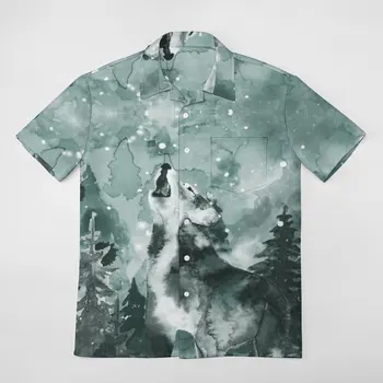 Зимняя Волчья Луна Рубашка с короткими рукавами Новые футболки Координаты Винтажный Выход Размер Eur