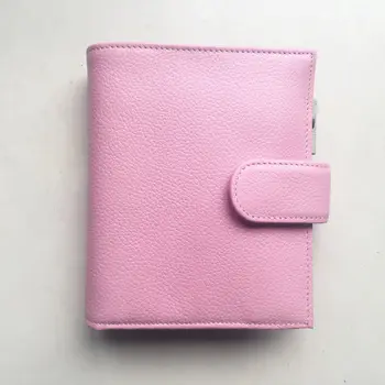 Yiwi A7 Карманный Розовый Бежевый Планировщик из натуральной кожи, блокнот-вкладыш с карманом для денег