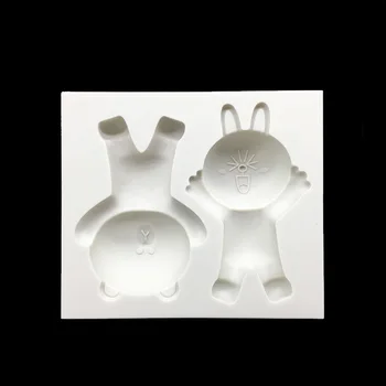 Медведь Кролик, 100% платиновая силиконовая форма для шугаринга, инструменты для украшения торта из помадки, формы для выпечки