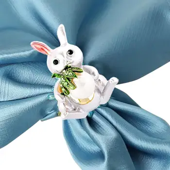 Кольца для пасхальных салфеток с милым кроликом, кольцо для салфеток, держатель для салфеток из сплава, украшение стола для Пасхальной вечеринки, свадебного ужина