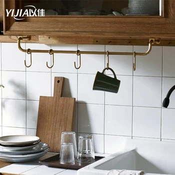 Мебельная Фурнитура Антикварный кухонный латунный крючок для подвешивания полотенец стойка для чашек Кухонные принадлежности Подвесной стержень