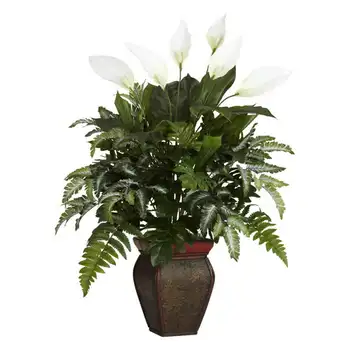 Смесь зелени с Искусственным растением Spathiphyllum Polyster, Зеленый Букет для украшения невесты Papel coreano para flores Gard