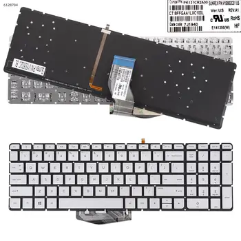 Клавиатура для ноутбука HP Pavilion 15-AB 15-AB000 15-ab224ne серебристого цвета с подсветкой Без РАМКИ