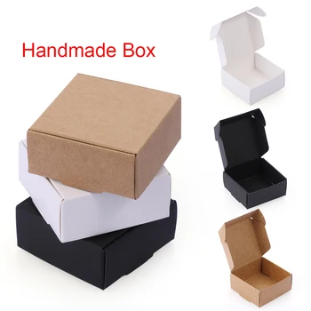 10 шт. Упаковочные коробки из крафт-бумаги, Маленькие квадратные Бумажные коробки Ручной работы, упаковочные коробки для вечеринок