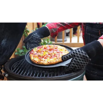 Набор для подачи пиццы с чугунной Круглой сковородкой с камнем, жаропрочными перчатками, 4 штуки