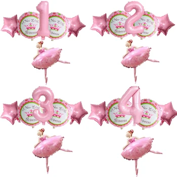 6 шт., Розовая балерина, балерина для девочек, фольгированные гелиевые шары для девочек 1-9 лет, вечерние украшения