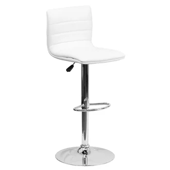 Современная Мебель Betsy из белого винила, регулируемый Барный стул со спинкой, высота стойки, поворотный стул с хромированной подставкой