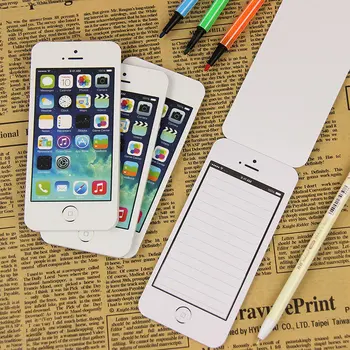 Белая Модная бумага для заметок, блокноты в форме мобильного телефона, бумажные заметки, липкие канцелярские принадлежности
