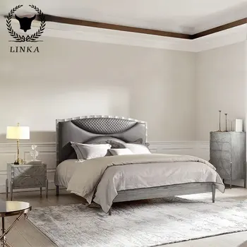 Американская роскошная кровать постмодернистская роскошная кровать 1,8 м деревянная кровать в главной спальне двуспальная из чистого массива дерева Итальянская простая скандинавская