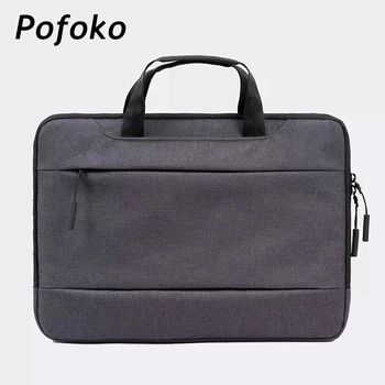Брендовая сумка для ноутбука Pofoko 12,13,3,14, 15,4 дюймов, с водонепроницаемой ручкой, Деловой чехол для Ноутбука Macbook Air Pro M1 PC, Прямая поставка