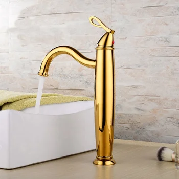 Роскошный золотой смеситель для раковины в ванной комнате Высшего качества, художественный латунный смеситель для раковины, Золотой модный дизайн С одним отверстием и одной ручкой