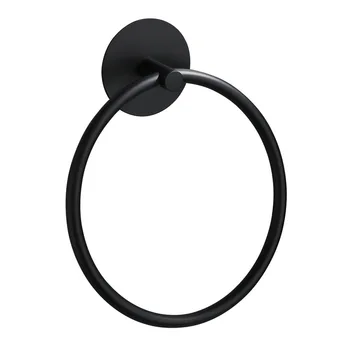 Черное кольцо для полотенец из нержавеющей стали без перфоратора, овальный браслет-вешалка для полотенец
