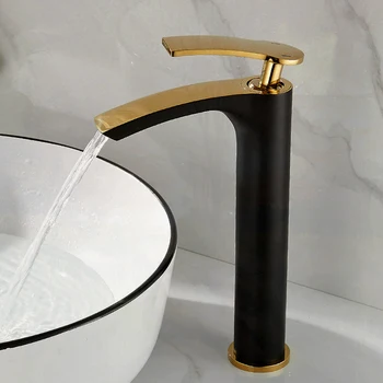 Латунный Золотой Черный Смеситель для ванной комнаты, смеситель для холодной и горячей воды, кран для раковины, Установленный на бортике, Белый и золотой кран