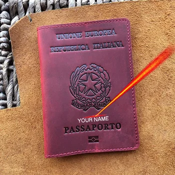Итальянская обложка для паспорта из натуральной кожи с персонализированным именем Бизнес Унисекс Прочный Итальянский держатель для паспорта
