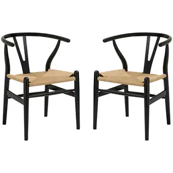 Плетеный стул из коры черного цвета (комплект из 2 штук)