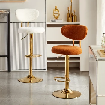 Современные барные стулья с поворотным металлическим механизмом, барные стулья в скандинавском минималистичном стиле, мебель для завтрака Sandalyesi с акцентом на высоту 