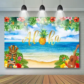 Летний фон для вечеринки в Алоха Луау, Тропический Гавайский пляж, Фон для фотосъемки, Музыкальная вечеринка, Детский душ, Декор для вечеринки в честь Дня рождения