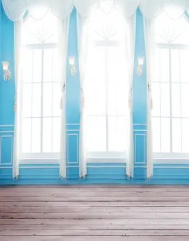5x7 футов, Деревянный пол, Голубое окно в комнате, Фоны для Фотосъемки, Реквизит для фотосессии, Студийный фон