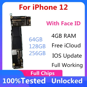 Entsperrt Für iPhone 12 Motherboard Mit Gesicht ID Kostenloser iCloud Original logicboard Voll Chips 64GB 128GB 256GB mainboard