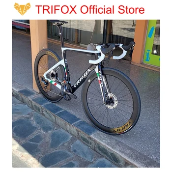 TRIFOX Carbon Road Bike Frameset X10 красно-белый камуфляж С полным карбоновым волокном Через ось, Установка дисковых тормозов DI2, Механические переключатели передач