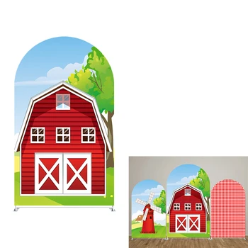 Красный фермерский арочный фон, чехлы для вечеринок, арочные панели, реквизит для украшения свадьбы, дня рождения и душа ребенка