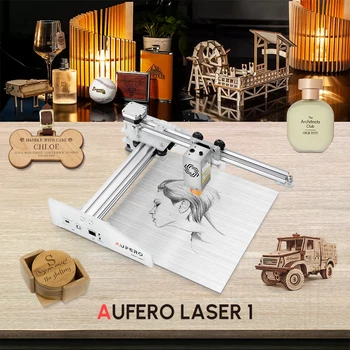 Мини-лазерный гравер мощностью 10 Вт, мощный портативный станок для лазерной гравировки Aufero с предварительно собранными дизайнерскими деревообрабатывающими инструментами