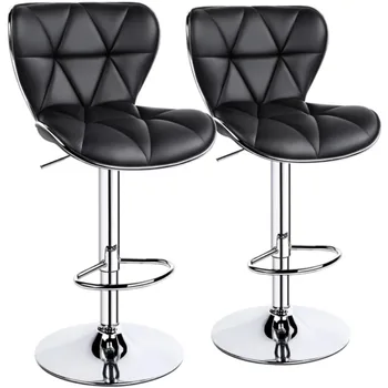 Барный стул из искусственной кожи Alden Design с регулируемой средней спинкой, комплект из 2 предметов, черный