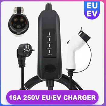 16A 250V Зарядное устройство EU/EV Тип 2 Тип 1 Зарядное устройство для Электромобилей EVSE Зарядная Коробка IEC 62196 CEE Plug Портативное Зарядное устройство для электромобилей