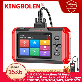 KINGBOLEN S600 4 Системы 8 Сбрасывает OBD2 Сканер ABS SRS ECM TCM Автомобильный Диагностический Инструмент 16 Языков Пожизненное Бесплатное Обновление Автотестера