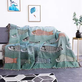 Современный Простой коврик для дивана с рисунком рыбы Кои Ins, мягкий ковер, скатерть, Декоративная заготовка для кроватей, Портативная носимая
