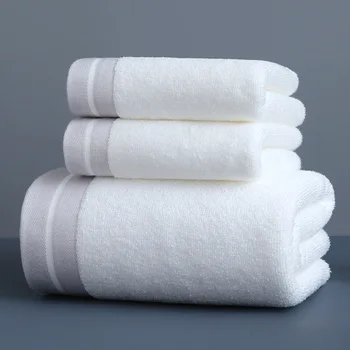 Набор чистых белых полотенец, 100% Хлопок, Однотонное полотенце для лица, большое для семейного банного полотенца, качественные полотенца, Розовые полотенца для волос для детей