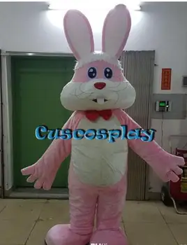 Горячий Пасхальный кролик, розовый кролик, мультяшный костюм талисмана, взрослый размер для Хэллоуина, Рождественская вечеринка, маскарадное платье на заказ