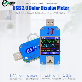 UM24 UM24C UM25 UM25C UM34 Измеритель напряжения Тока USB 2,0 Type-C Цветной ЖК-дисплей Вольтметр Амперметр Заряд Батареи USB Тестер