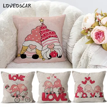 Подарок для пары Первой любви на День Святого Валентина, набор чехлов для Подушек, Рождественское украшение Санта-Клауса, Розовая наволочка для кровати, теплый декор