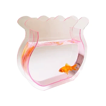 Оптовая продажа, красочный акриловый аквариум для рыб, прозрачная ваза, украшения для домашнего офиса, маленькая квадратная прозрачная посуда