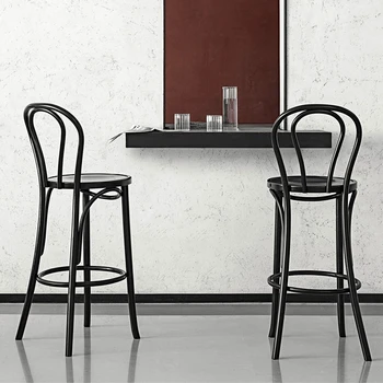 Американский ретро барный стул из массива дерева, дизайнерский дизайн, бытовые барные стулья с одной спинкой для кухни 아일랜드 식탁의자