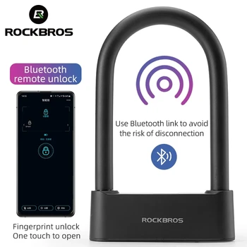 Велосипедный замок ROCKBROS, умный замок с отпечатками пальцев, U-образный сплав, зарядка через USB, водонепроницаемые прочные аксессуары для велосипедов