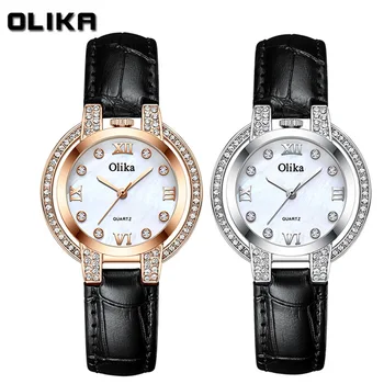 Роскошные женские часы из розового золота 2022 года, женские кварцевые часы с бриллиантами, Женские Кожаные наручные часы, Элегантный Montre Femme