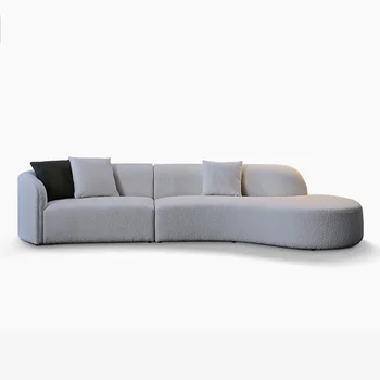 Роскошный Угловой Тканевый диван в форме Ветра, Кашемировый диван из ягненка, Бархатный диван