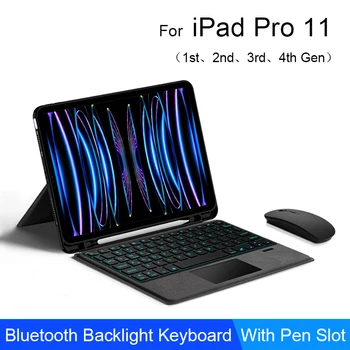 Чехол-клавиатура Для iPad Pro 11 2022 2021 2020 2018 1-го 2-го 3-го 4-го поколения Bluetooth Клавиатура тачпад Защитный Чехол С Прорезью Для ручки