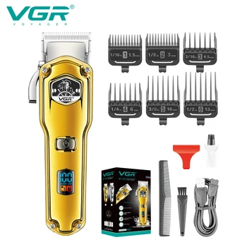 VGR Машинка для стрижки волос, Регулируемая Машинка для стрижки волос, Водонепроницаемый Триммер для волос, беспроводная Парикмахерская Машинка для стрижки с цифровым дисплеем для мужчин V-693