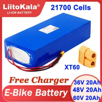 LiitoKala 36V 48V 60V 20Ah ebike battery 21700 Литиевая Аккумуляторная батарея Для электрического велосипеда Электрический Скутер Бесплатное Зарядное устройство 54,6 V 67,2V