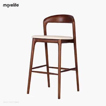 Скандинавские барные стулья Легкие роскошные барные стулья из массива дерева Современный минималистичный высокий стул Со спинкой барного стула Барный стул со спинкой