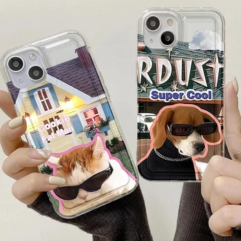 Чехол Cat Dog Для Iphone 11 13 12 14 Pro Max XR X Xs Max 7 8 Plus SE 2020 14Promax 13promax Противоударный Силиконовый Чехол Funda Coque