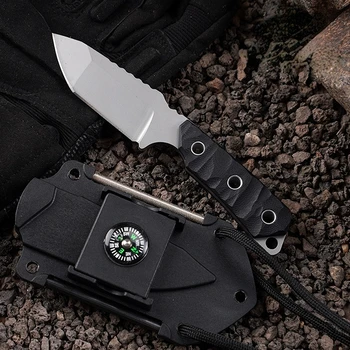 Мини Карманный Нож Шейные Ножи 440C С Фиксированным Лезвием G10 Ручка С Оболочкой Из Нейлонового Волокна Охотничьи EDC Тактические Военные Ножи Bushcraft